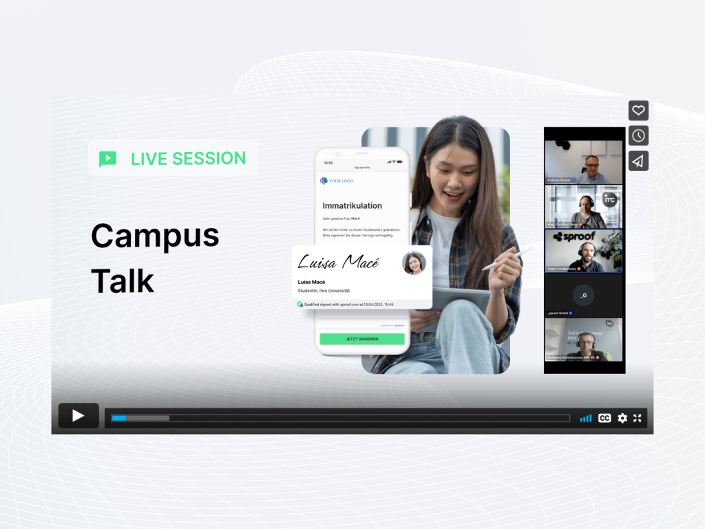 Obraz na okładce Webinarium Campus Talk - znak dowodowy - przepływy pracy podpisów cyfrowych w szkolnictwie wyższym